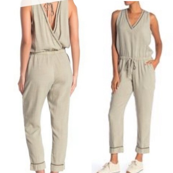 CLOTH & STONE Crossback Crochet Trim Jumpsuit size S - Picture 1 of 16